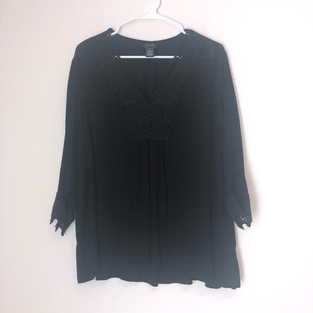 Donna Moore XL Black 3/4 Sleeve Top